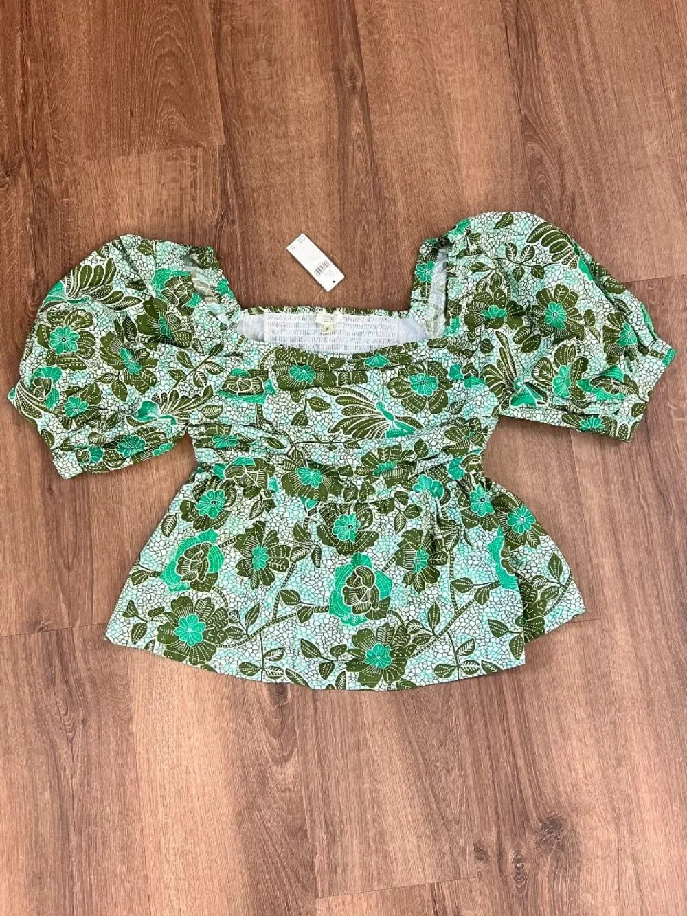 NEW Nikasha Anthro Babydoll Poplin Floral Cotton Blouse Sz S